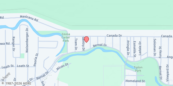 Map showing Voice of Hope Food Pantry at 4120 Gentry Dr., Dallas, TX