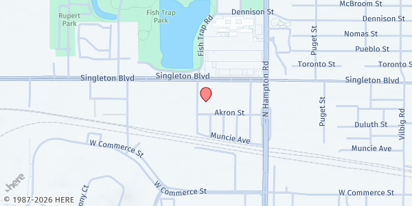 Map showing West Dallas Multipurpose Center at 2828 Fish Trap Rd., Dallas, TX