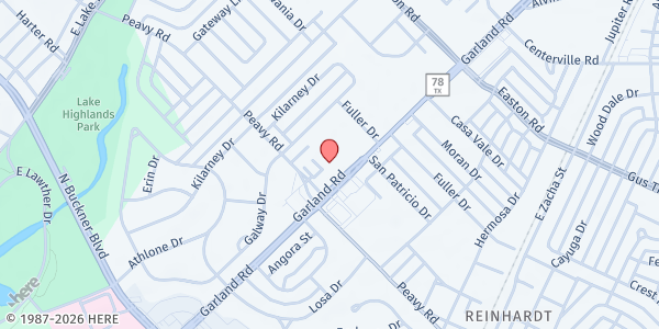 Map showing White Rock Center of Hope at 10021 Garland Rd. A, Dallas, TX