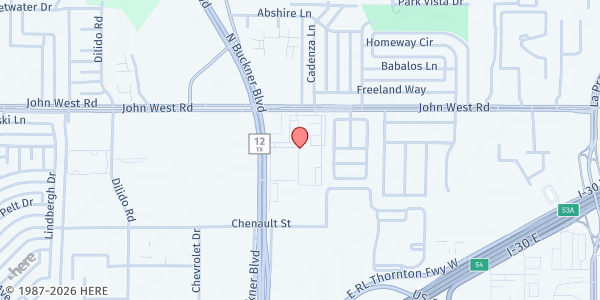 Map showing Wilkinson Center at 3402 N. Buckner Blvd., Dallas, TX