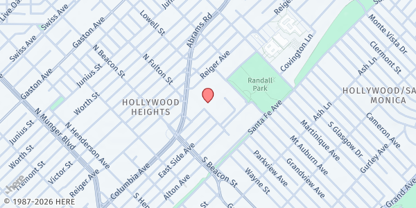 Map showing Youth Support Center at Juliette Fowler Communities at 1234 Abrams Rd., Dallas, TX