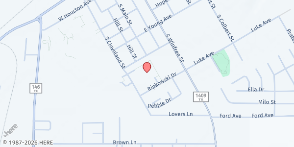 Map showing Dayton Community Center at 801 S. Cleveland St., Dayton, TX