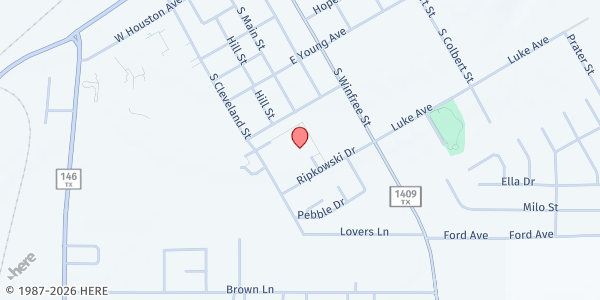 Map showing Dayton Community Center at 801 S Cleveland St, Dayton, TX