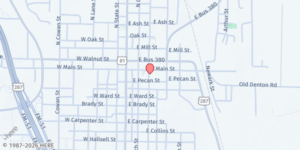 Map showing Rock House Ministry Pantry at 103 South Miller St, Decatur, TX