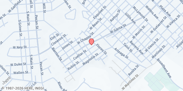 Map showing St. Vincent de Paul - Our Lady of Guadalupe Catholic Church at 509 W. Garza St., Del Rio, TX