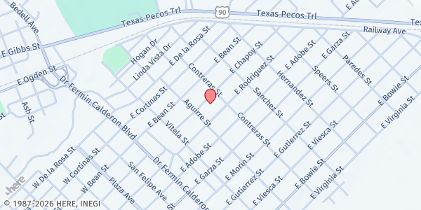 Map showing Val Verde Loaves and Fishes at 400 Aguirre, Del Rio, TX