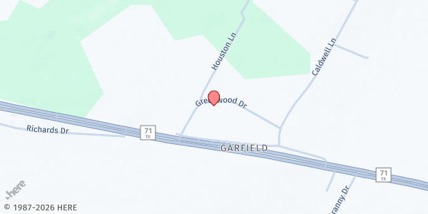 Map showing Haynie Chapel United Methodist Church at 16309 Greenwood Dr., Del Valle, TX