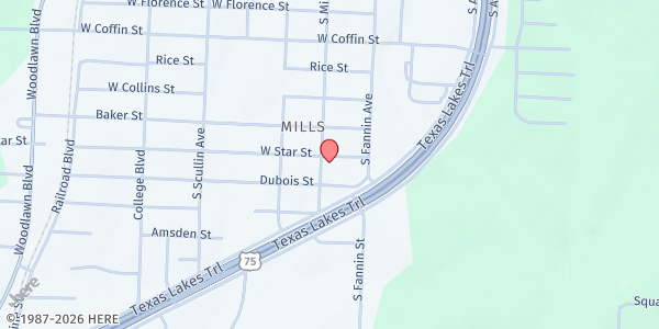 Map showing The Barnabas Center at 2800 S. Mirick Ave., Denison, TX