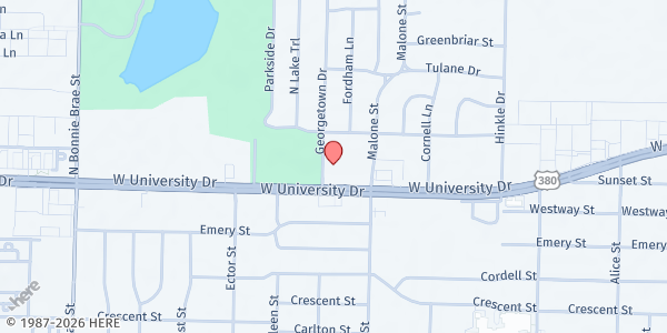 Map showing Freedom Food Pantry at 1720 W. University Dr., Ste. 101, Denton, TX