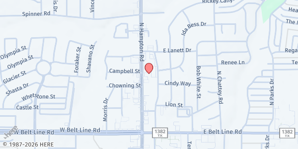 Map showing Desoto Food Pantry at 400 N. Hampton Rd., DeSoto, TX