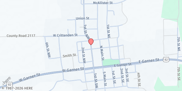 Map showing Detroit Community Food Pantry at 910 1st St. SW, Detroit, TX