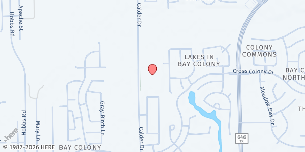 Map showing Dominion Church at 6400 Calder Drive, Dickinson, TX