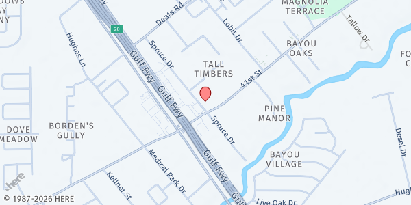 Map showing M.I. Lewis Social Service Center at 215 FM 517 Rd. E., Dickinson, TX