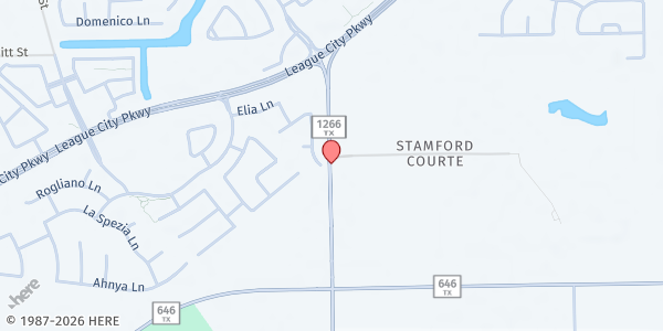 Map showing Rotary Club of League City @ Amazon Warehouse at 2455 Tuscan Lakes Blvd, Dickinson, TX