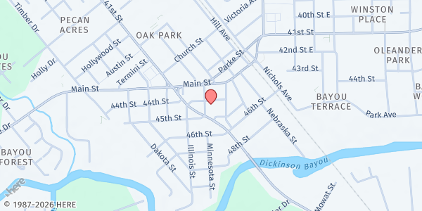 Map showing Dickinson Public Library at 4411 Highway 3, Dickison, TX