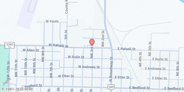 Map showing Castro County Hands of Hope at 113 W. Bedford St., Dimmitt, TX