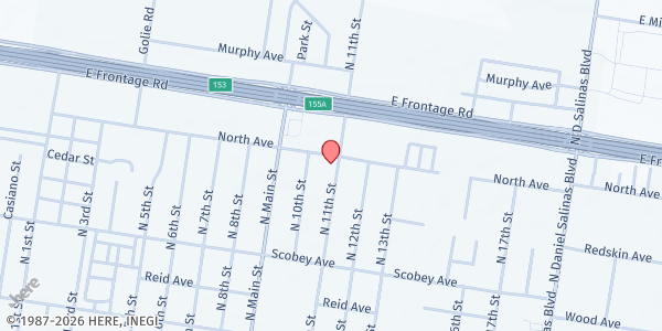 Map showing Iglesia Casa de Dios at 525 N. 11th St., Donna, TX