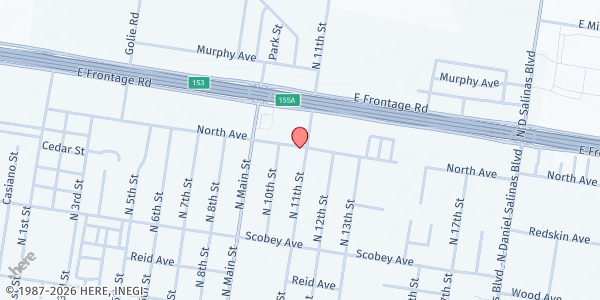 Map showing Iglesia Casa de Dios at 525 N 11th St, Donna, TX