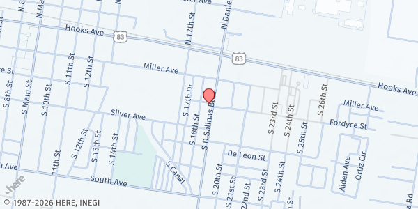 Map showing St. Joseph Catholic Church Mobile Pantry - Donna at 301 S. Salinas Blvd., Donna, TX