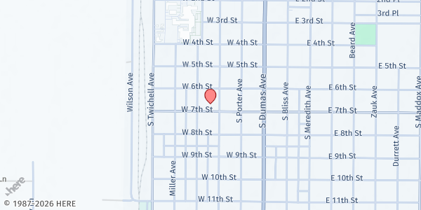Map showing Freedom Center at 306 W 7th St, Dumas, TX