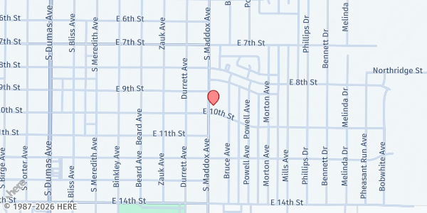 Map showing Sts. Peter & Paul Catholic Church at 915 S. Maddox Ave., Dumas, TX