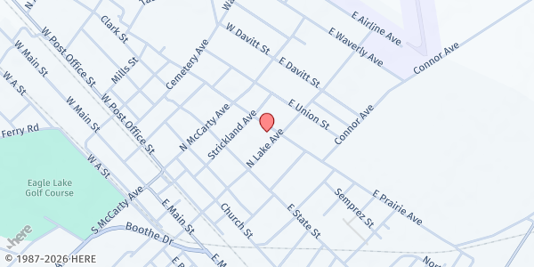 Map showing Eagle Lake Food Pantry at 527 N Lake Ave, Eagle Lake, TX