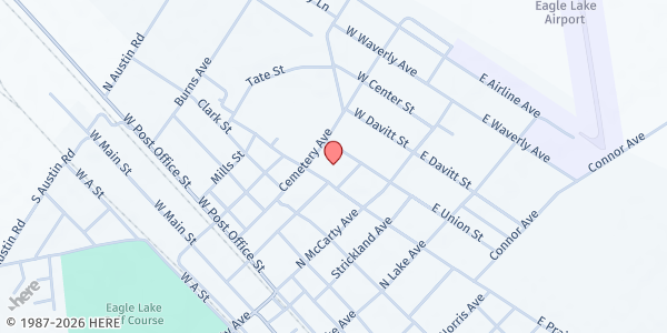 Map showing First United Methodist Church at First United Methodist Church, 200 W Prairie Ave, Eagle Lake, TX