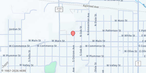 Map showing Meals on Wheels of Eastland at 110 N. Ostrom Ave., Eastland, TX