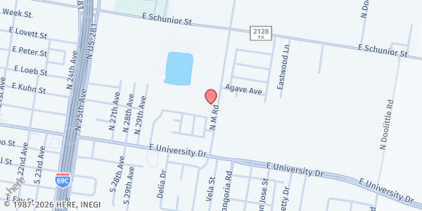 Map showing Christian Life Church at 321 N. M Rd., Edinburg, TX