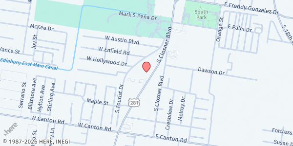 Map showing Ebenezer Food Pantry at 2205 S. Business Hwy 281, Edinburg, TX