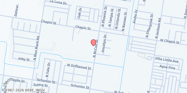 Map showing Harvest International Church at 1215 N. McColl Rd., Edinburg, TX