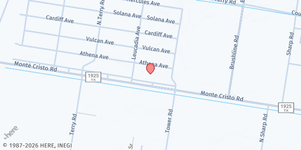 Map showing Mercy Family Church RGV at 6615 E. Monte Cristo Rd., Edinburg, TX