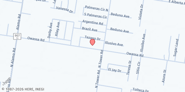 Map showing Ministerio de Restauracion JesuCristo es la Salvacion at 6607 Owassa Rd, Edinburg, TX