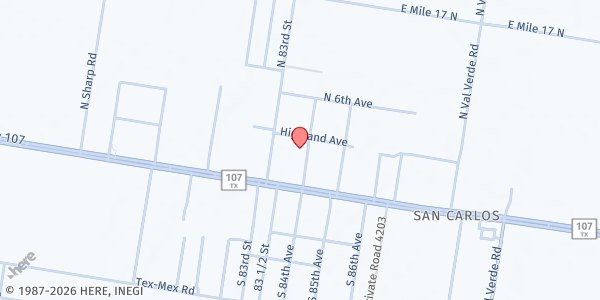 Map showing St Joseph the Worker at 8310 Highland Ave., Edinburg, TX