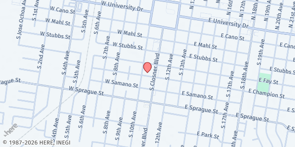 Map showing SVDP St. Joseph Church at 115 W. Champion St., Edinburg, TX