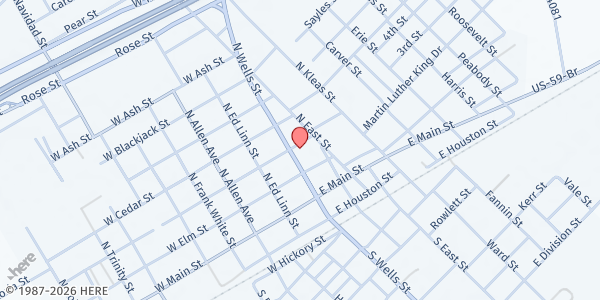 Map showing Edna Community Food Pantry at 310 N Wells St, Edna, TX