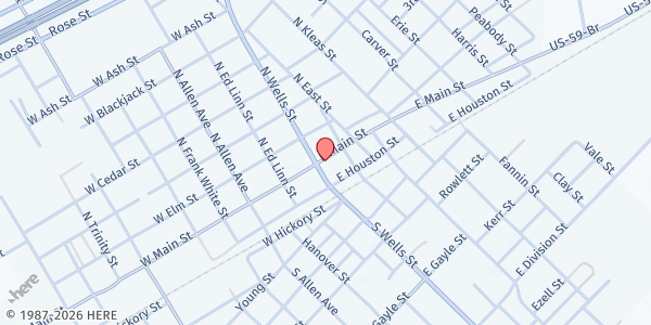 Map showing Jackson County Mobile Food Distribution - Edna at 104 Shelby Park Road, Edna, TX