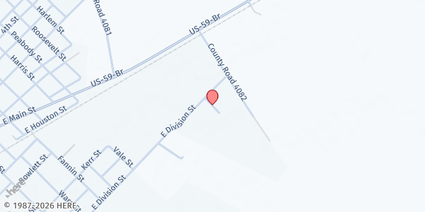 Map showing Jackson County Senior Food Box Program - Shelby Park at 104 Shelby Park Road, Edna, TX