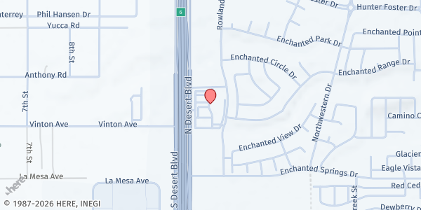 Map showing Abundant Church - West at 7100 North Desert Blvd, El Paso, TX