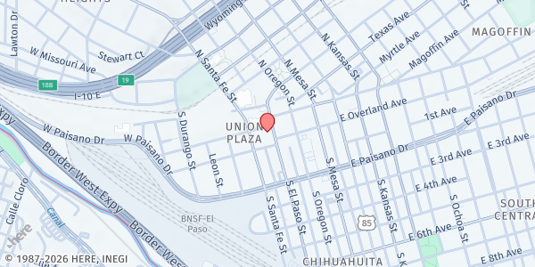 Map showing Abundant - Downtown at 209 S El Paso, El Paso, TX