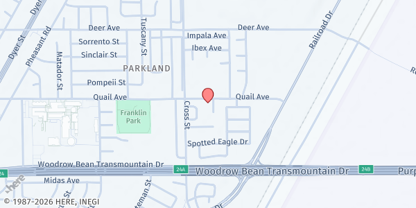 Map showing Abundant Grace Church at 6236 Quail Ave. #4307, El Paso, TX