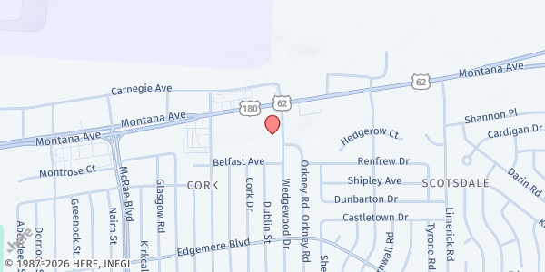 Map showing Adventist Family Clinic at 3379 Wedgewood Dr., El Paso, TX