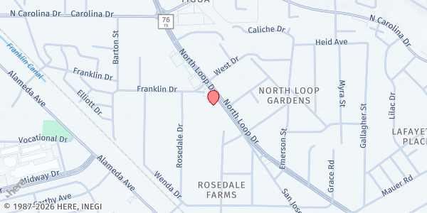 Map showing Aliviane Inc. - El Paso at 7722 N. Loop Dr., El Paso, TX