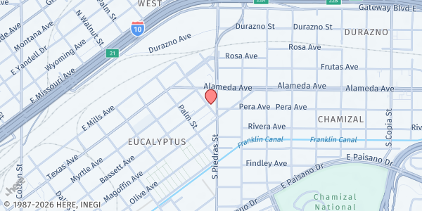 Map showing American Legion Post 832 at 2400 Bassett Ave., El Paso, TX