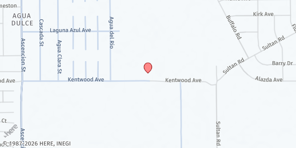 Map showing Aqua Dulce Park Mobile Distribution at 15371 Kentwood Ave. #9028, El Paso, TX