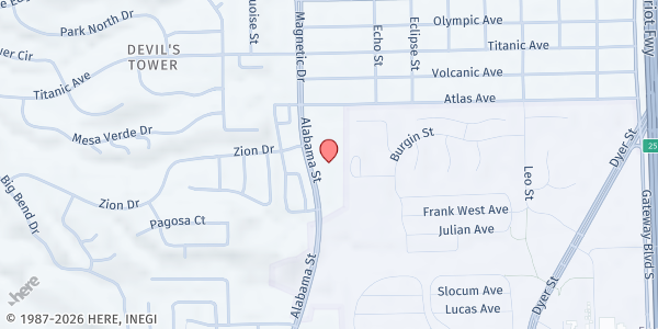 Map showing Bethel F.O.R.C.E. at 7750 Alabama St., El Paso, TX