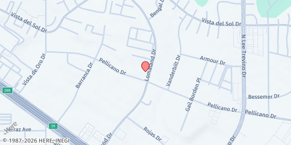 Map showing Borderland Hope Center Food Pantry at 1401 Lomaland, El Paso, TX