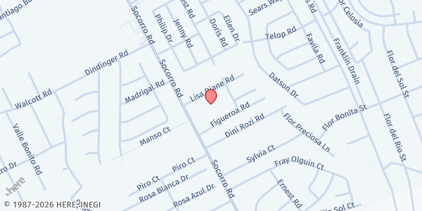 Map showing Centro Nueva Vida El Paso Campus at 11627 Socorro Rd., El Paso, TX