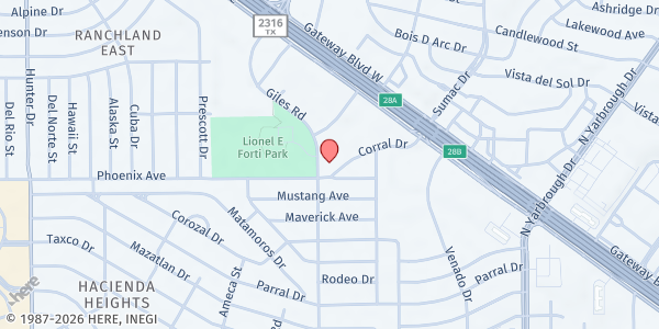 Map showing Community Baptist Church at 7801 Phoenix Ave., El Paso, TX
