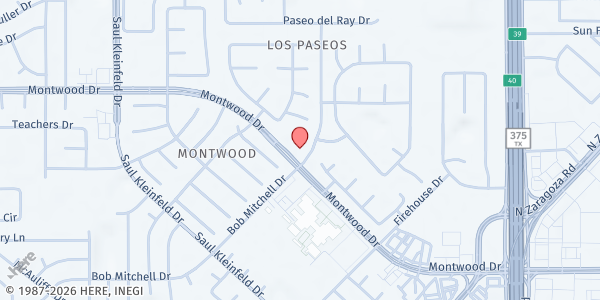 Map showing Crosspoint Church at 11995 Montwood Dr., El Paso, TX